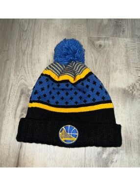 Mitchell & Ness Golden State Warriors Knit Pom Beanie Hat
